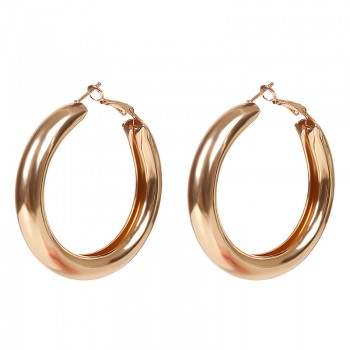 SRCOI 50 MM Big Gold Hoops Earrings Minimalist Thick Tube Round Circle Rings Earrings For Women Zinc Alloy Trendy Hiphop Rock