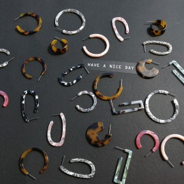 UJBOX Japanese Korean Geometric Acetate Earrings Multi Color Harajuku Acetic Acid Earrings Summer Leopard Hoop Earrings E363