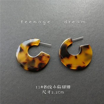 UJBOX Japanese Korean Geometric Acetate Earrings Multi Color Harajuku Acetic Acid Earrings Summer Leopard Hoop Earrings E363