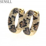 SUNSLL Golden Copper Earrings Mixed Color Cubic Zirconia Circle Hoop Earrings Womens Fashion Jewelry Cobre CZ Brinco CepbTn