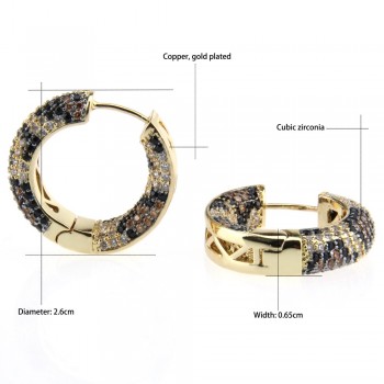 SUNSLL Golden Copper Earrings Mixed Color Cubic Zirconia Circle Hoop Earrings Womens Fashion Jewelry Cobre CZ Brinco CepbTn