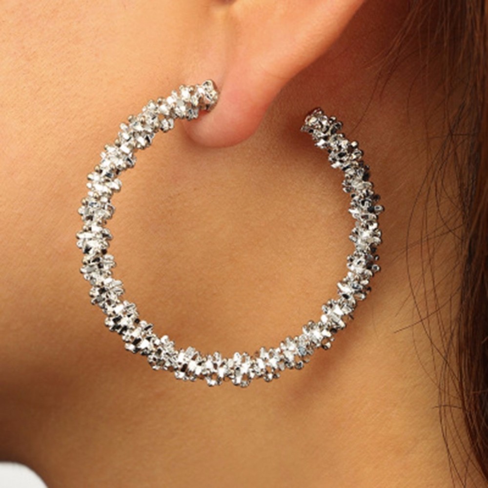 Shellhard Big Round Hoop Earrings Sliver Gold Alloy Large Circle Earrings Women Charming Jewelry Gift Punk Statement Earrings