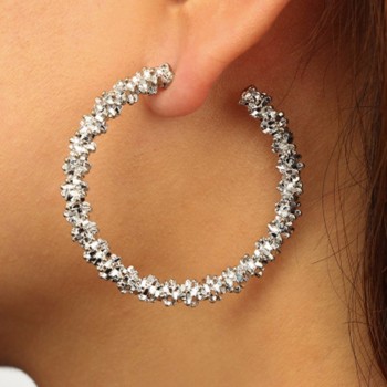 Shellhard Big Round Hoop Earrings Sliver Gold Alloy Large Circle Earrings Women Charming Jewelry Gift Punk Statement Earrings