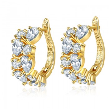 UMODE Colorful Water Drop AAA+ CZ Gold Round Hoop Earrings Rhinestone Circle Pendientes Aro Mujer Jewelries UE0452