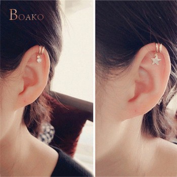 Ear Cuff Zircon Pentagram Clip Earring 2018 Clip Earring No Hole C or U design earcuff clip earrings without piercing jewelry Z4