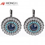 Vintage Silver Earrings for women Round Crystal Handmade Fashion Jewelry Clip Earrings Christmas Gift Brincos 2018
