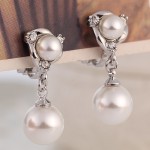 Elegant Rhinestone Pearl Water Drop Earrings Pierced and Non Pierced Earrings Ear Clip on Earrings for Women Wedding Jewelry