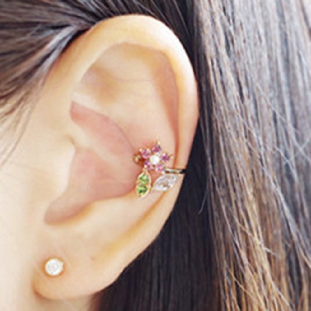 2018 Sale Time-limited Plant Girls Earcuff Nice Single Crystal Flower Ear Cuff Earring Wrap Clip Earrings Free Shipping 1