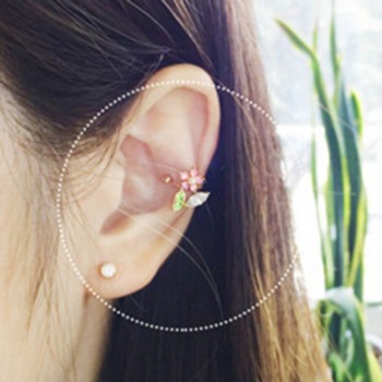2018 Sale Time-limited Plant Girls Earcuff Nice Single Crystal Flower Ear Cuff Earring Wrap Clip Earrings Free Shipping 1