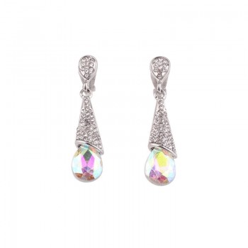 12 Colors Available Rhinestone Crystal Long Clip on Earrings Non Pierced for Women Party Wedding Luxury Fashion No Hole Earrings
