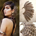 Africa Wholesale or Retail- New Unique 1Pc(Left)Unisex Big Feather Ear Cuff Non Piercing Gold Clip On Earrings For Women/Men
