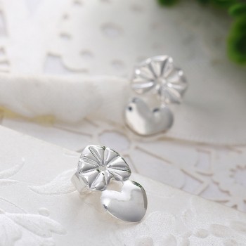 1 Pair Earring Backs Support Post Ear Stud Lifts Lifters Hypoallergenic Heart Shape @M23