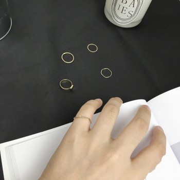 Set Punk Wholesale Sales 2018 Fashion New Ring Personality Simple Wave Irregular Tail Ring 5 Piece Suit Ladies Ring Simple