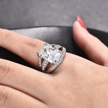 New Big AAAAA Zircon Stone Silver Band Rings for Women Fashion Wedding Engagement Jewelry Valentines Day Gift