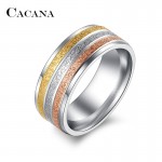 CACANA Stainless Steel Rings For Women Three Colors Lines Trendy Personalized Wedding Ring Women Party Jewelry Wholesale R208