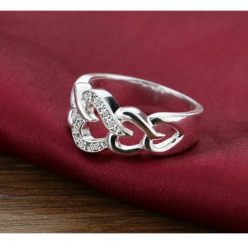 Dankadi 2016 Summer Collection 925 Sterling Silver Zircon ring.Heart to Heart Ring Double Heart Fine Jewelry for Women