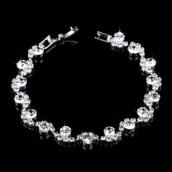 Luxury Crystal Bracelets For Women Silver Plated Rhinestone Charm Bracelets amp; Bangles Femme Bridal Wedding Jewelry Birthday Gift