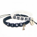 2pcs/pair Couple Bracelets Black King And White Queen With Key Lock Rope Chains Lovers Gift Handmade Charm Bracelets Accessories