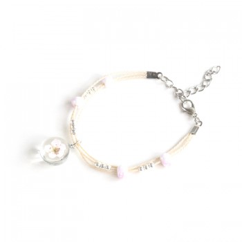Glass ball  flower specimen bracelet flower and plant specimen with ceramic beads bracelets for girls #N001