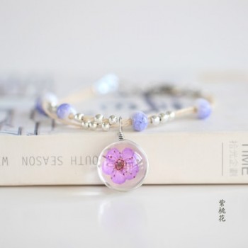 Glass ball  flower specimen bracelet flower and plant specimen with ceramic beads bracelets for girls #N001