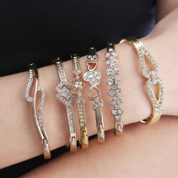 RINHOO Love Heart Stainless Steel Bracelets For Women Bangle Crystal Rhinestone Infinity Jewelry Wedding Bride Mother Bracelet