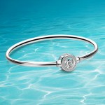 Real 925 Sterling Silver Round Bangles Simple Trendy zircon Bangles amp; Bracelet for Women Lady Fine Jewelry Present