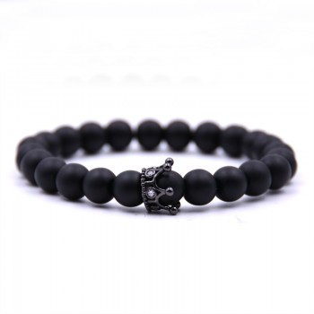 Couple Bracelet Charms Stone Beads Men Jewelry Crown Bracelets For Women Bangles Pulseira Masculina Bileklik Pulseira Feminina