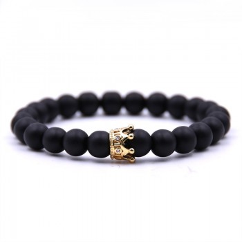 Couple Bracelet Charms Stone Beads Men Jewelry Crown Bracelets For Women Bangles Pulseira Masculina Bileklik Pulseira Feminina