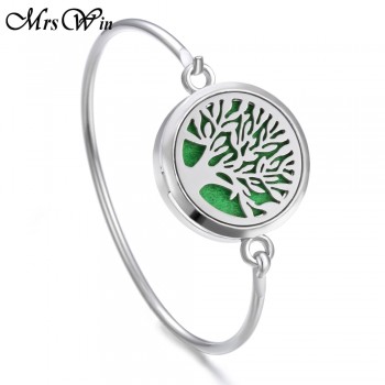 Tree of Life Locket Bracelet Bangle Christmas Stainless Steel Essential Oil Diffuser Perfume Aromatherapy Aromatherapy Bracelet