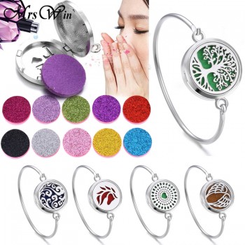 Tree of Life Locket Bracelet Bangle Christmas Stainless Steel Essential Oil Diffuser Perfume Aromatherapy Aromatherapy Bracelet