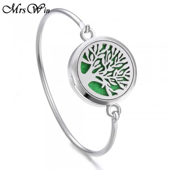 Tree of Life Locket Bracelet Bangle Christmas Stainless Steel Essential Oil Diffuser Perfume Aromatherapy Aromatherapy Bracelet
