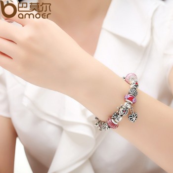 BAMOER Queen Jewelry Silver Charms Bracelet amp; Bangles With Queen Crown Beads Bracelet for Women ANNIVERSARY SALE 2018 PA1823