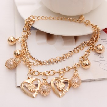 2018 New Woman Bracelets Mulitlayer Gold Chain Heart Bracelets amp; Bangles Charm Bracelets For Women Crystal Bracelets
