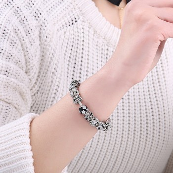 Authentic 925 Enamel Silver Crystal Beads Charms Bracelet For Women With Safety Chain Strand Bracelet Bangle Mothers Day Gift