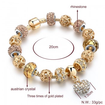 CHICVIE Gold Color Crystal Heart Charm Personalized Bracelets amp; Bangles For Women Trendy Jewelry Handmade DIY Bracelet Sbr160056