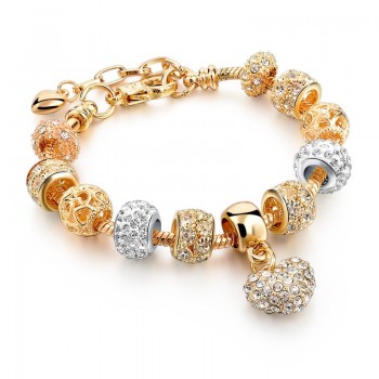 CHICVIE Gold Color Crystal Heart Charm Personalized Bracelets amp; Bangles For Women Trendy Jewelry Handmade DIY Bracelet Sbr160056