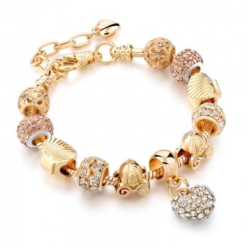 CHICVIE Gold Color Crystal Heart Charm Personalized Bracelets amp; Bangles For Women Trendy Jewelry Handmade DIY Bracelet Sbr160056