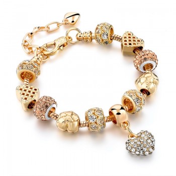 CHICVIE Gold Color Crystal Heart Charm Personalized Bracelets amp; Bangles For Women Trendy Jewelry Handmade DIY Bracelet Sbr160056