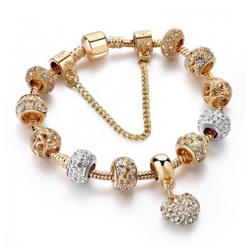 CHICVIE Gold Color Crystal Heart Charm Personalized Bracelets amp; Bangles For Women Trendy Jewelry Handmade DIY Bracelet Sbr160056