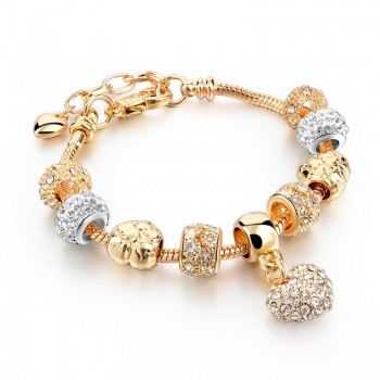 CHICVIE Gold Color Crystal Heart Charm Personalized Bracelets amp; Bangles For Women Trendy Jewelry Handmade DIY Bracelet Sbr160056