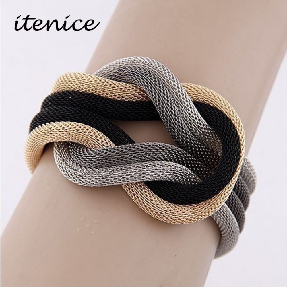 New Fashion Europe Metal Alloy Concise Compilation Statement Bracelet Snake Chain Charm Chunky Bracelet For Women Men Best Gifts