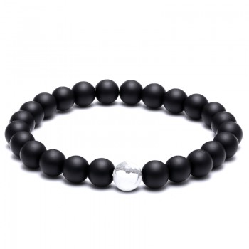 TANGYIN Charm Couple Bracelet 8mm Black White Natural Lava Stones Beads Beaded Bracelets Bangles For Men Women Jewelry Pulseras