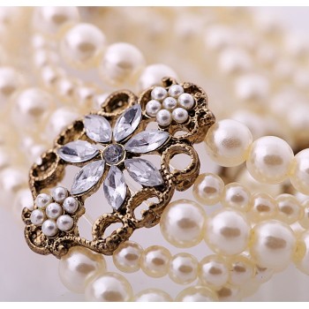 Fashion Layered Simulated Pearl Bracelet Jewelry Women Beaded Elastic Bridal Bracelet