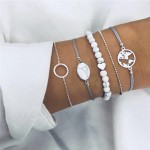 ZORCVENS Round Heart Earth Map Bead Charm Bracelets For Women 2019 Boho Crystal Stone Infinite Chain Bracelet Jewelry