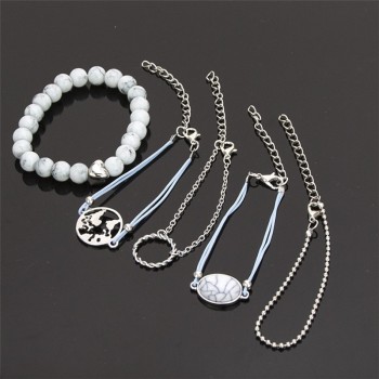 ZORCVENS Round Heart Earth Map Bead Charm Bracelets For Women 2019 Boho Crystal Stone Infinite Chain Bracelet Jewelry