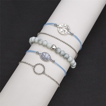 ZORCVENS Round Heart Earth Map Bead Charm Bracelets For Women 2019 Boho Crystal Stone Infinite Chain Bracelet Jewelry