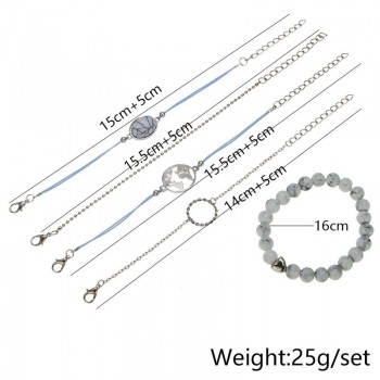 ZORCVENS Round Heart Earth Map Bead Charm Bracelets For Women 2019 Boho Crystal Stone Infinite Chain Bracelet Jewelry