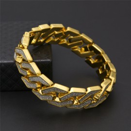 Hot brand sand Explosion Cuban Bracelet Chain Hip Hop Gold Silver Mens Bracelet 90#1809212510