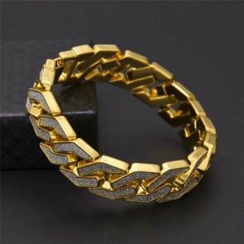 Hot brand sand Explosion Cuban Bracelet Chain Hip Hop Gold Silver Mens Bracelet 90#1809212510