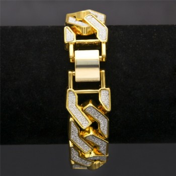 Hot brand sand Explosion Cuban Bracelet Chain Hip Hop Gold Silver Mens Bracelet 90#1809212510